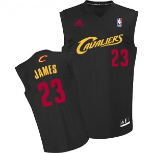 Maillot Adidas Noir (Rouge No.) Fashion Authentic Cleveland Cavaliers - LeBron James #23 - Homme