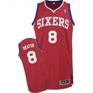 Maillot NBA Philadelphia 76ers #8 Jahlil Okafor Rouge Adidas Authentic Road - Homme
