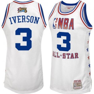 Maillot NBA Blanc Allen Iverson #3 Philadelphia 76ers 2003 All Star Authentic Homme Mitchell and Ness