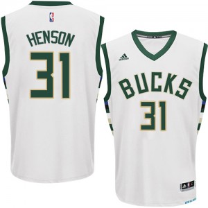 Maillot NBA Milwaukee Bucks #31 John Henson Blanc Adidas Authentic Home - Homme