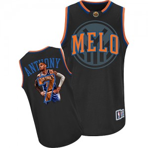 Maillot Authentic New York Knicks NBA Notorious Noir - #7 Carmelo Anthony - Homme