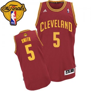Maillot Adidas Vin Rouge Road 2015 The Finals Patch Swingman Cleveland Cavaliers - J.R. Smith #5 - Homme