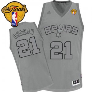 Maillot NBA Gris Tim Duncan #21 San Antonio Spurs Big Color Fashion Finals Patch Swingman Homme Adidas