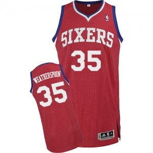 Philadelphia 76ers Clarence Weatherspoon #35 Road Authentic Maillot d'équipe de NBA - Rouge pour Homme