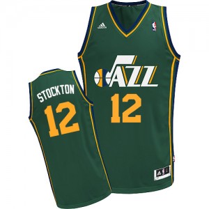 Maillot Adidas Vert Alternate Swingman Utah Jazz - John Stockton #12 - Homme
