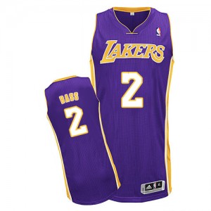 Maillot NBA Los Angeles Lakers #2 Brandon Bass Violet Adidas Authentic Road - Homme