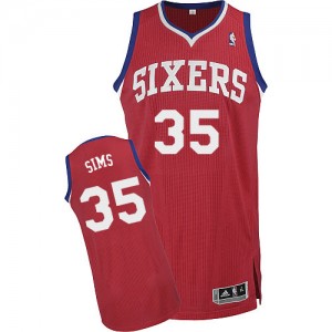 Maillot NBA Rouge Henry Sims #35 Philadelphia 76ers Road Authentic Homme Adidas
