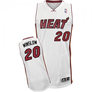 Maillot NBA Blanc Justise Winslow #20 Miami Heat Home Authentic Homme Adidas