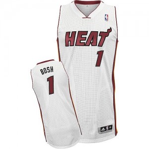 Maillot NBA Blanc Chris Bosh #1 Miami Heat Home Authentic Homme Adidas