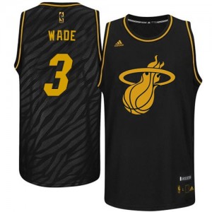 Miami Heat #3 Adidas Precious Metals Fashion Noir Authentic Maillot d'équipe de NBA à vendre - Dwyane Wade pour Homme