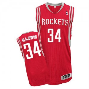 Maillot NBA Authentic Hakeem Olajuwon #34 Houston Rockets Road Rouge - Homme