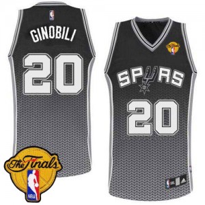 Maillot NBA Noir Manu Ginobili #20 San Antonio Spurs Resonate Fashion Finals Patch Authentic Homme Adidas