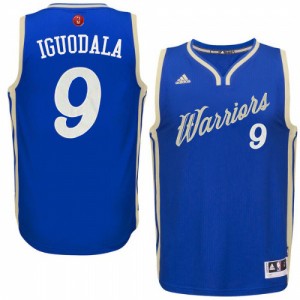 Maillot NBA Golden State Warriors #9 Andre Iguodala Bleu royal Adidas Authentic 2015-16 Christmas Day - Homme