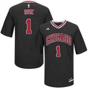 Maillot NBA Chicago Bulls #1 Derrick Rose Noir Adidas Swingman Short Sleeve - Homme