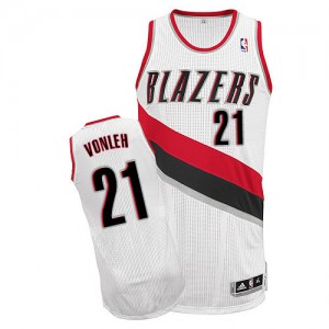 Maillot NBA Portland Trail Blazers #21 Noah Vonleh Blanc Adidas Authentic Home - Homme