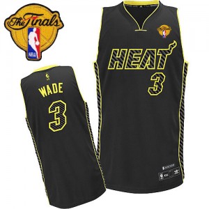 Maillot NBA Noir Dwyane Wade #3 Miami Heat Electricity Fashion Finals Patch Authentic Homme Adidas