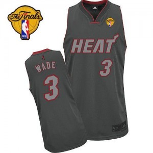 Maillot NBA Miami Heat #3 Dwyane Wade Gris Adidas Authentic Graystone Fashion Finals Patch - Homme