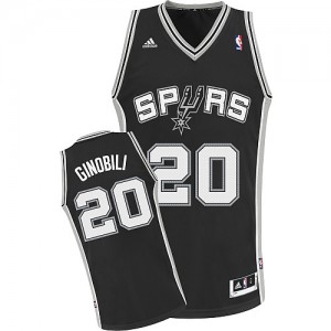 Maillot NBA San Antonio Spurs #20 Manu Ginobili Noir Adidas Swingman Road - Enfants