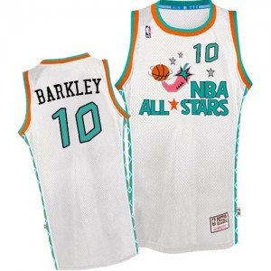 Maillot NBA Blanc Charles Barkley #10 Phoenix Suns Throwback 1996 All Star Authentic Homme Mitchell and Ness