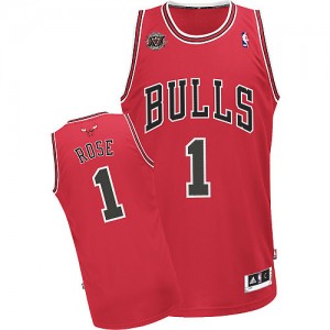Chicago Bulls #1 Adidas Road 20TH Anniversary Rouge Swingman Maillot d'équipe de NBA pas cher - Derrick Rose pour Homme