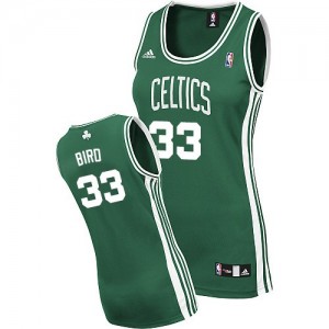 Maillot NBA Boston Celtics #33 Larry Bird Vert (No Blanc) Adidas Swingman Road - Femme