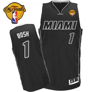 Maillot NBA Authentic Chris Bosh #1 Miami Heat Finals Patch Noir Blanc - Homme