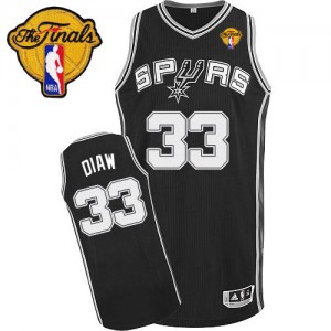Maillot NBA San Antonio Spurs #33 Boris Diaw Noir Adidas Authentic Road Finals Patch - Homme