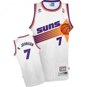 Maillot NBA Phoenix Suns #7 Kevin Johnson Blanc Adidas Swingman Throwback - Homme
