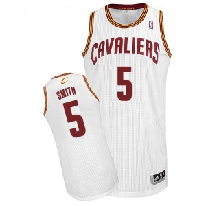 Cleveland Cavaliers #5 Adidas Home Blanc Authentic Maillot d'équipe de NBA Vente - J.R. Smith pour Homme