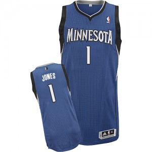 Maillot NBA Slate Blue Tyus Jones #1 Minnesota Timberwolves Road Authentic Homme Adidas