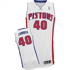 Maillot Adidas Blanc Home Authentic Detroit Pistons - Bill Laimbeer #40 - Homme