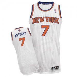 New York Knicks #7 Adidas Home Blanc Authentic Maillot d'équipe de NBA en soldes - Carmelo Anthony pour Homme