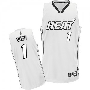 Maillot NBA Miami Heat #1 Chris Bosh Blanc Adidas Authentic - Homme