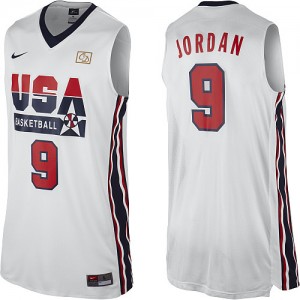 Maillot Nike Blanc 2012 Olympic Retro Authentic Team USA - Michael Jordan #9 - Homme