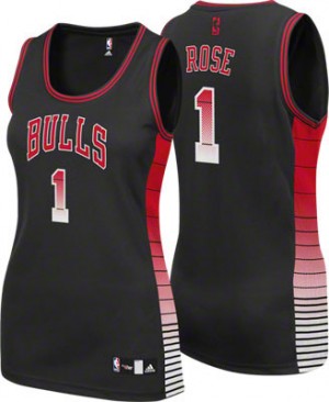 Maillot Authentic Chicago Bulls NBA Vibe Noir - #1 Derrick Rose - Femme