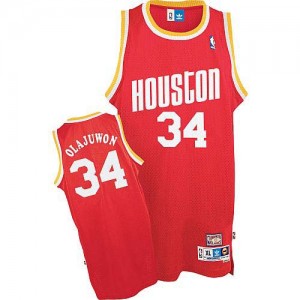 Maillot Authentic Houston Rockets NBA Throwback Rouge - #34 Hakeem Olajuwon - Homme