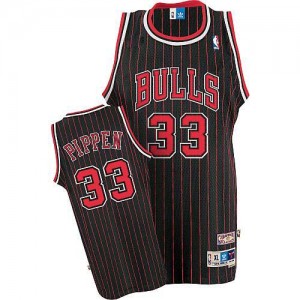 Chicago Bulls Scottie Pippen #33 Throwback Authentic Maillot d'équipe de NBA - Noir Rouge pour Homme