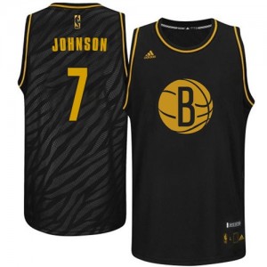 Brooklyn Nets Joe Johnson #7 Precious Metals Fashion Authentic Maillot d'équipe de NBA - Noir pour Homme