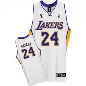 Maillot NBA Los Angeles Lakers #24 Kobe Bryant Blanc Adidas Swingman Alternate Champions Patch - Homme