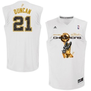 San Antonio Spurs Tim Duncan #21 2014 NBA Finals Champions Swingman Maillot d'équipe de NBA - Blanc pour Homme