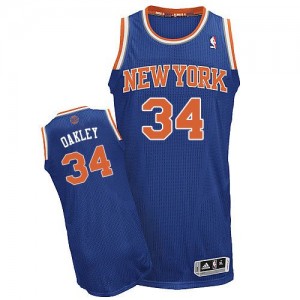 New York Knicks #34 Adidas Road Bleu royal Authentic Maillot d'équipe de NBA 100% authentique - Charles Oakley pour Homme