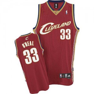Maillot NBA Rouge Shaquille O'Neal #33 Cleveland Cavaliers Throwback Authentic Homme Adidas
