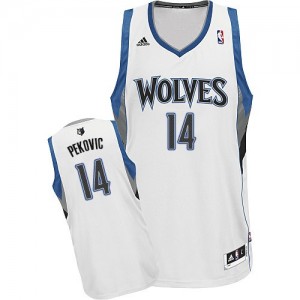 Maillot NBA Blanc Nikola Pekovic #14 Minnesota Timberwolves Home Swingman Homme Adidas