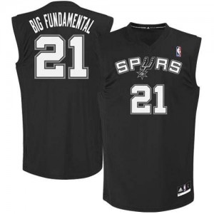 Maillot NBA San Antonio Spurs #21 Tim Duncan Noir Adidas Authentic Big Fundamental - Homme