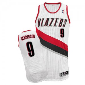 Maillot NBA Blanc Gerald Henderson #9 Portland Trail Blazers Home Authentic Homme Adidas