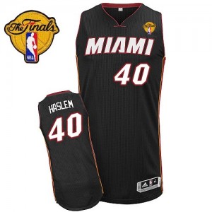 Maillot Adidas Noir Road Finals Patch Authentic Miami Heat - Udonis Haslem #40 - Homme