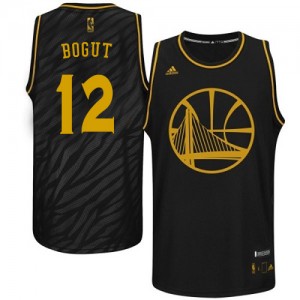 Maillot NBA Golden State Warriors #12 Andrew Bogut Noir Adidas Authentic Precious Metals Fashion - Homme